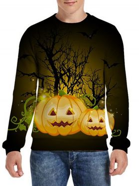 Sweat-shirt Halloween à Imprimé Branches D'arbre Drôle à Manches Longues