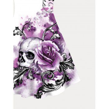 Plus Size Dress Rose Skull Print Tie Dye Crisscross A Line Mini Dress