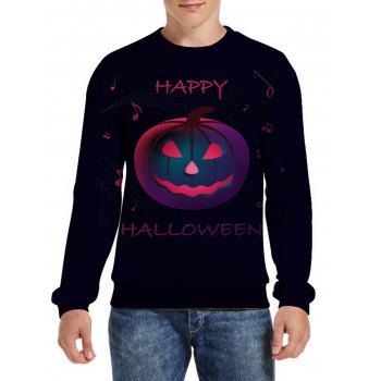 

Happy Halloween Pumpkin Music Note Print Graphic Sweatshirt Crew Neck Long Sleeve Sweatshirt, Multicolor