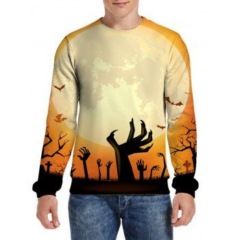 

Halloween Bat Moon Hand Print Casual Sweatshirt, Multicolor