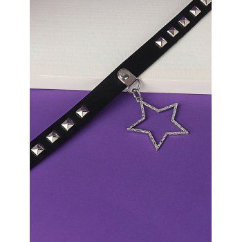 Gothic Punk Hollow Out Star Rivet PU Choker Necklace