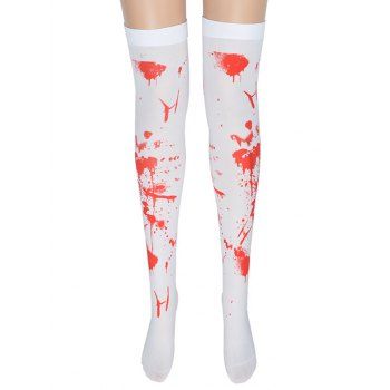 

Halloween Blood Print Masquerade Party Accessory Thigh High Socks, Red