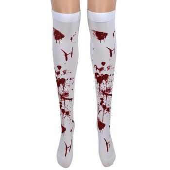 

Halloween Blood Print Masquerade Party Accessory Thigh High Socks, Deep red