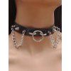 Collier Ras-du-Cou Réglable Gothique Anneau en O avec Rivets en PU - Noir 