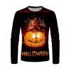 T-shirt Décontracté à Imprimé Graphique Citrouille et Feu Halloween - multicolor 3XL
