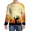 Sweat-shirt D'Halloween Décontracté à Imprimé Chauve-souris et Lune - multicolor 2XL