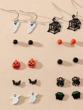 Halloween Earrings Set Ghost Spider Web Pumpkin Earrings