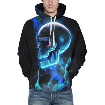 

Halloween Smoking Skull Print Hoodie Kangaroo Pocket Drawstring Casual Hoodie, Multicolor