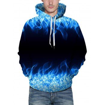 

Fire Flame Print Hoodie Kangaroo Pocket Drawstring Casual Hoodie, Multicolor