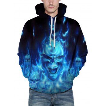 Blue flame 2024 skull hoodie