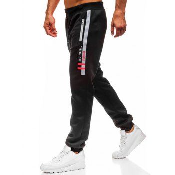 

Letter Stripe Print Sport Jogger Sweatpants Drawstring Elastic Waist Jogging Pants, Black