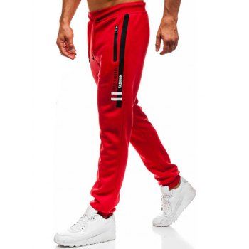 

Letter Stripe Print Sport Jogger Sweatpants Drawstring Elastic Waist Jogging Pants, Red