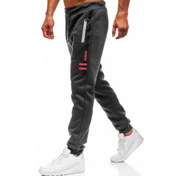 Letter Stripe Print Sport Jogger Sweatpants Drawstring Elastic Waist Jogging Pants