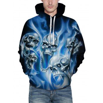 

Liquid Skull 3D Print Halloween Hoodie Kangaroo Pocket Drawstring Hoodie, Multicolor