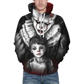 

Halloween Devil Kid Clown Print Hoodie Drawstring Kangaroo Pocket Casual Hoodie, Multicolor