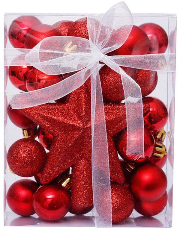 Christmas Tree Decorations Balls And Star Set - multicolor 