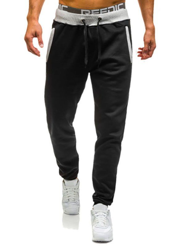 Pantalon de Jogging Sport Taille Elastique à Cordon - Noir L