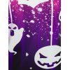 Top D'Halloween à Bretelle à Imprimé 3D Citrouille Chauve-souris et Fantôme et Legging en Faux Denim - multicolor S