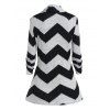 Colorblock Chevron Graphic Faux Twinset Knit Top Mock Button Long Sleeve Asymmetric Knitted Top With Butterfly Chain - GRAY M