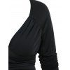 T-shirt Décontracté Croisé Rayé Imprimé en Blocs de Couleurs à Manches Longues - Noir XL