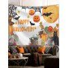 Tapisserie Murale à Imprimé Citrouille Chat Noir et Chauve-Souris pour Halloween - multicolor 