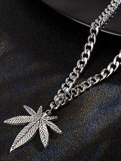 Men Necklace Maple Pendant Sliver Punk Necklace
