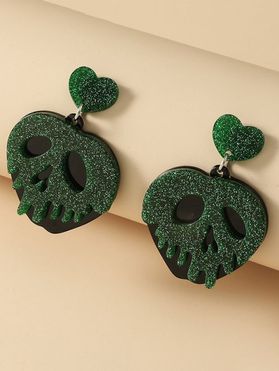 Halloween Funny Skull Heart Shape Drop Earrings