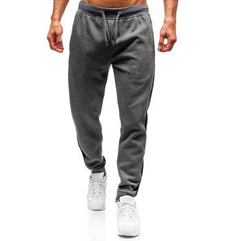 

Patchwork Jogger Pants Drawstring Pockets Beam Feet Long Sports Pants, Dark gray