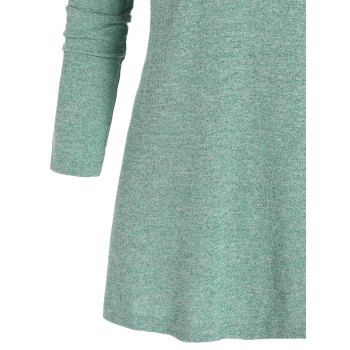 Heathered Knit Sweatshirt Zipper Embellishment Long Sleeve Shawl Neck Knitted Sweatshirt