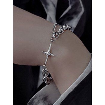 

Men Bracelet Cross Chain Punk Bracelet, Silver