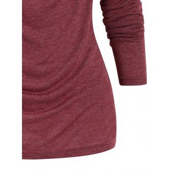 Cowl Neck T Shirt Heather Cut Out Draped Long Sleeve Casual Tee