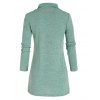 Sweat-shirt Chiné Tricoté Embelli de Zip Manches Longues à Col Châle - Vert profond L