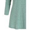 Sweat-shirt Chiné Tricoté Embelli de Zip Manches Longues à Col Châle - Vert profond XL