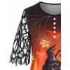 T-shirt D'Halloween Gothique Chauve-souris Citrouille Agrainée - Noir M