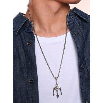 Fashion Women Men Necklace Trident Pendant Cool Necklace Jewelry Online Silver