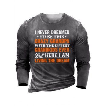 

Letter Slogan Print Long Sleeve Graphic T-shirt, Gray