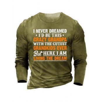 

Letter Slogan Print Long Sleeve Graphic T-shirt, Army green