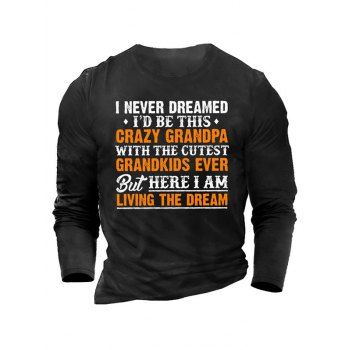 

Letter Slogan Print Long Sleeve Graphic T-shirt, Black