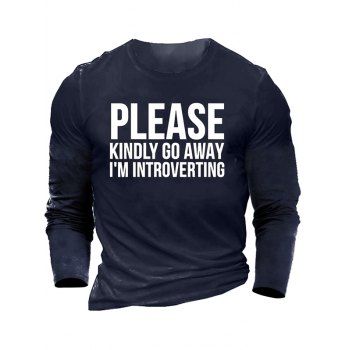 

Slogan Letter Print Graphic T-shirt Long Sleeve Round Neck Casual T-shirt, Cadetblue