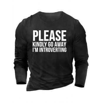 

Slogan Letter Print Graphic T-shirt Long Sleeve Round Neck Casual T-shirt, Black