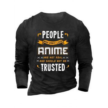 

Letter Slogan Print Graphic Long Sleeve Casual T-shirt, Black
