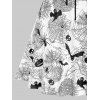 Robe D'Halloween à Imprimé Citrouille et Chauve-souris avec Boucles D'Oreilles Ceinture à Lacets - Noir S