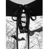 Robe D'Halloween à Imprimé Citrouille et Chauve-souris avec Boucles D'Oreilles Ceinture à Lacets - Noir S