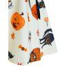 Plus Size Dress Animal Pumpkin Bat Print Lace Up Cami A Line Mini Halloween Dress - WHITE 4X