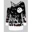 T-shirt D'Halloween à Imprimé Citrouille et Chauve-souris avec Haut à Bretelle en Dentelle - Noir XXL