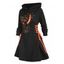 Plus Size Hoodie Dress Cat Hat Moon Print Lace Up Long Sleeve A Line Mini Dress - BLACK 1X