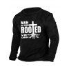 Slogan Letter Tree Root Print Graphic T-shirt Long Sleeve Round Neck Casual Tee - ARMY GREEN 3XL