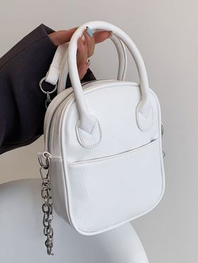 Embossed Plain Color Zipper Handbag Crossbody Bag