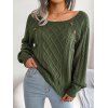Pull en Tricot à Câble Boutonné à Manches Raglan à Col Rond - Vert profond XL