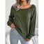 Pull en Tricot à Câble Boutonné à Manches Raglan à Col Rond - Blanc XL